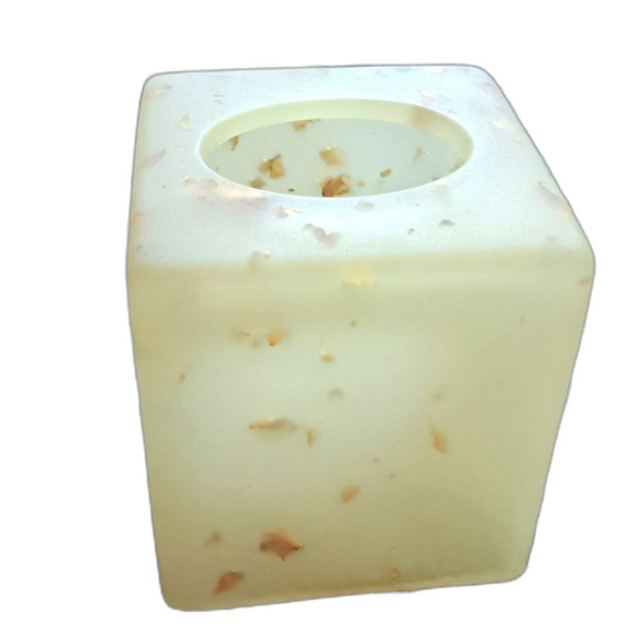 Vintage Tissue Box Cover Pearlized Acrylic/ Plastic Tissue Box Cover Gold Flakes - Picture 1 of 6